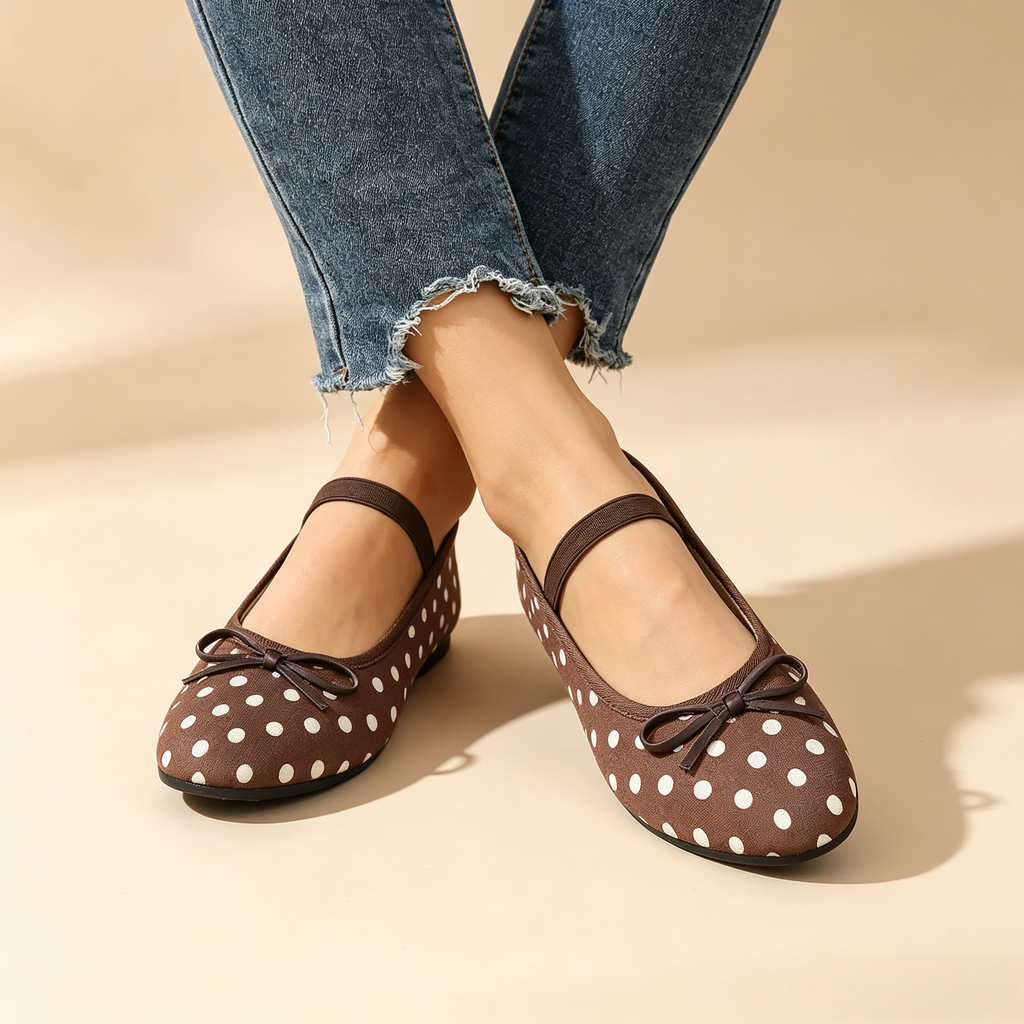 Women's Vintage Polka-Dot Bow Mary Jane Flats