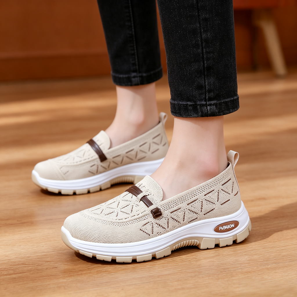 Women's Breathable Knit Slip-On Walking Shoes
