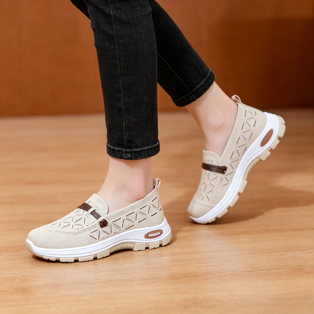 Women's Breathable Knit Slip-On Walking Shoes