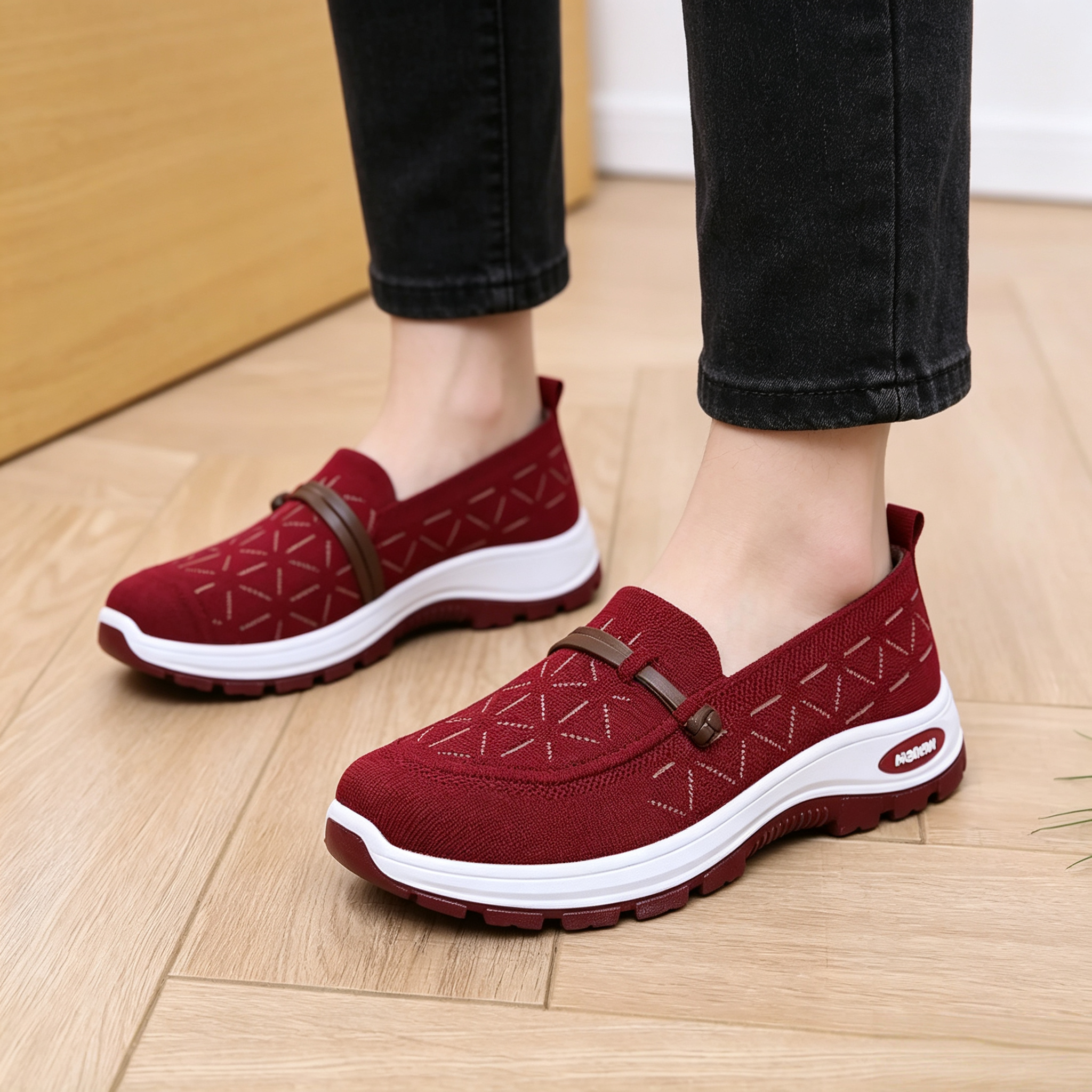 Women's Breathable Knit Slip-On Walking Shoes