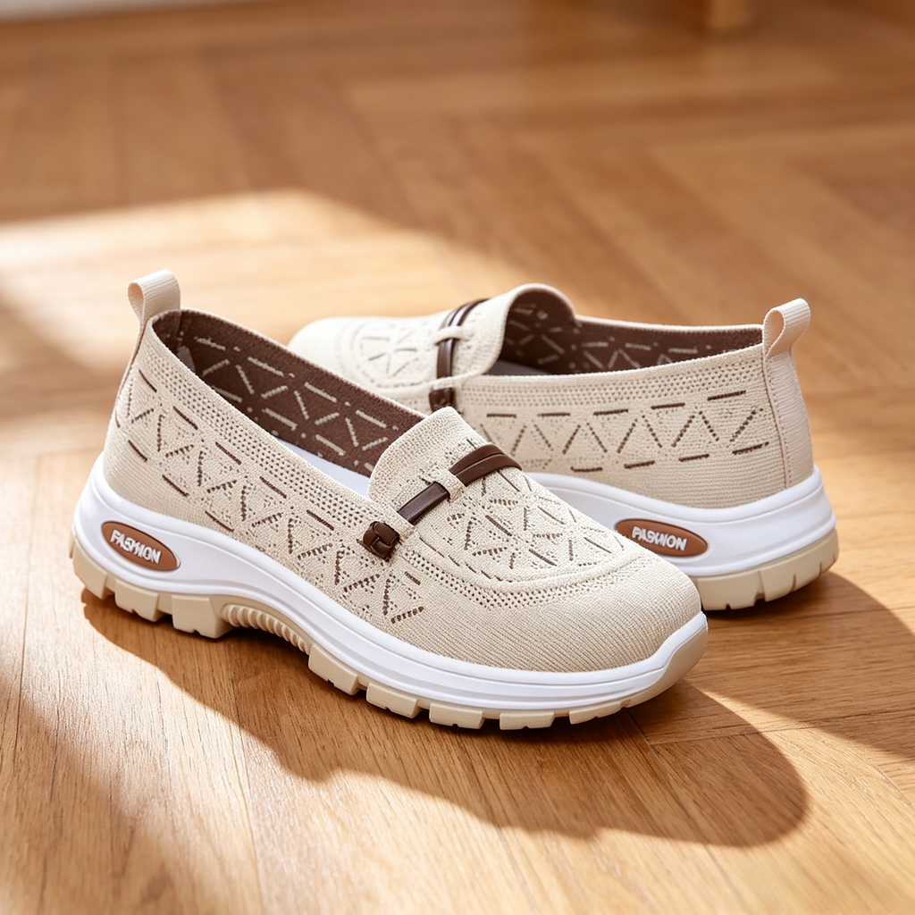 Women's Breathable Knit Slip-On Walking Shoes