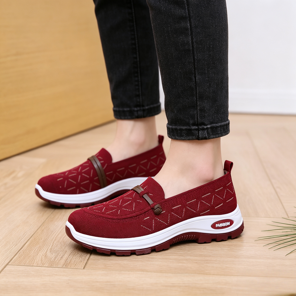 Women's Breathable Knit Slip-On Walking Shoes