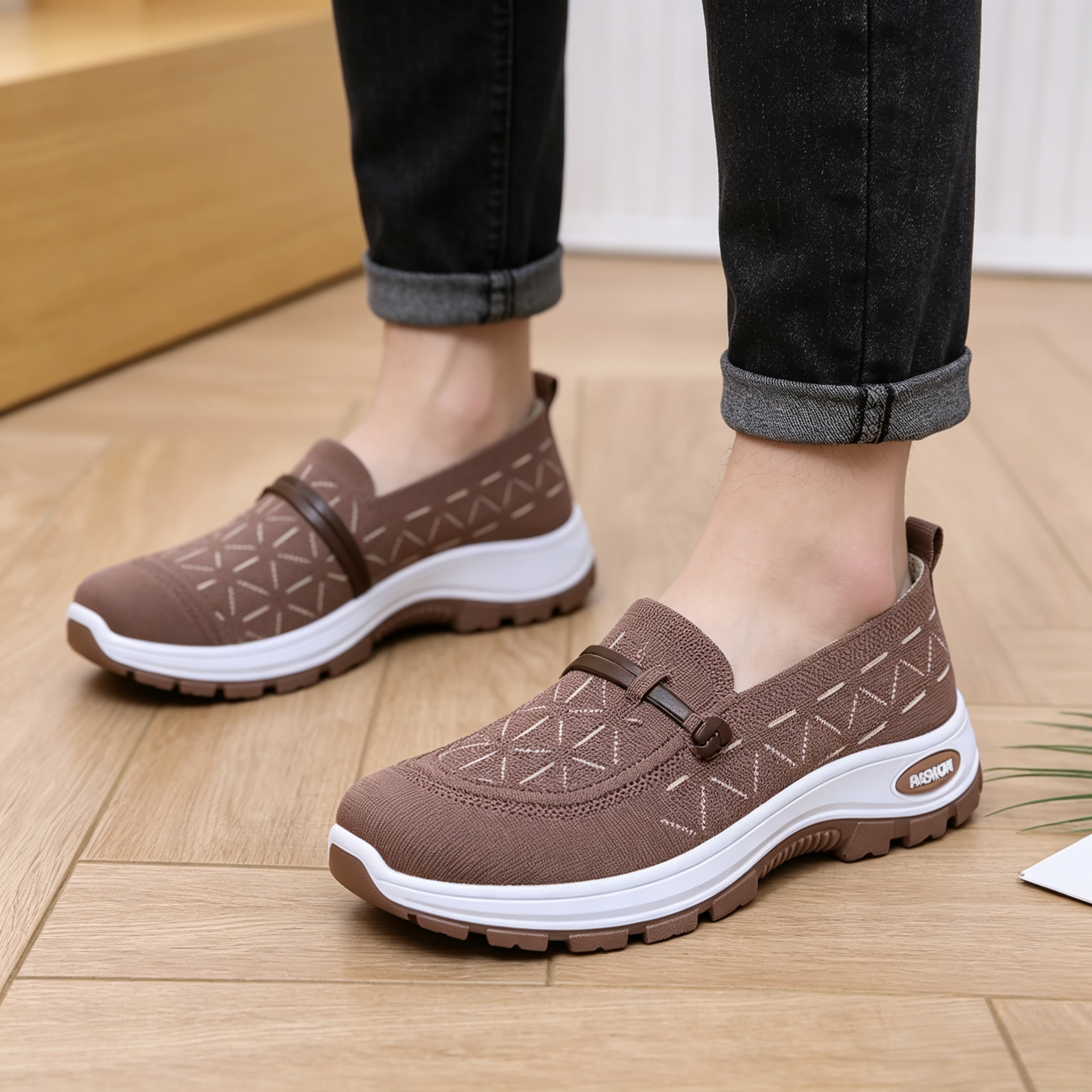 Women's Breathable Knit Slip-On Walking Shoes