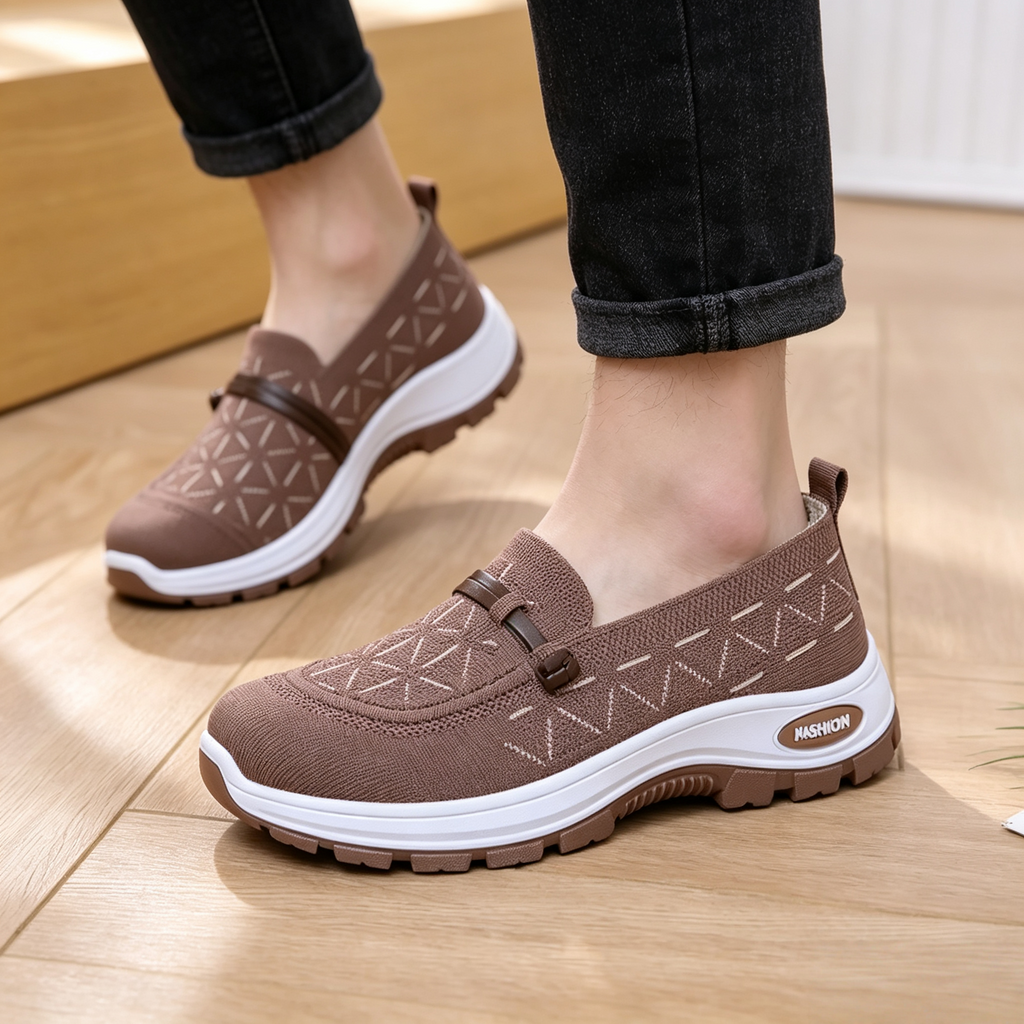 Women's Breathable Knit Slip-On Walking Shoes