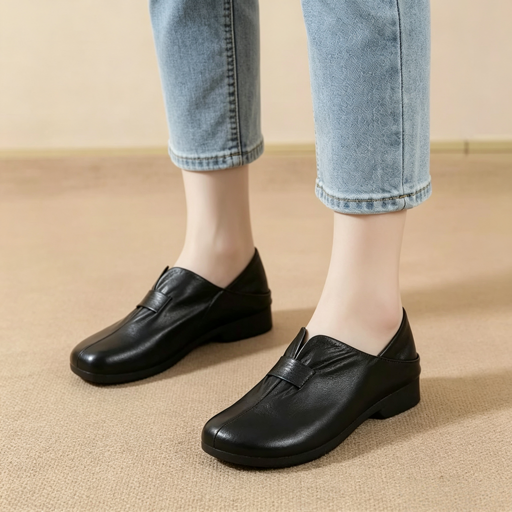 Women Convertible Foldable Heel Soft Leather Slip-On Loafers