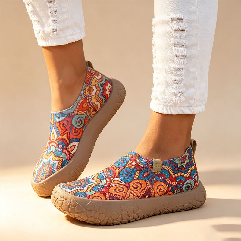 Bohemian-print slip-on casual shoes