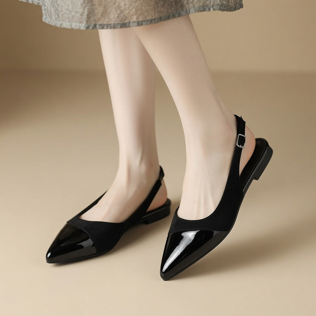 Women's Elegant Color-Block Pointed-Toe Slingback Sandals